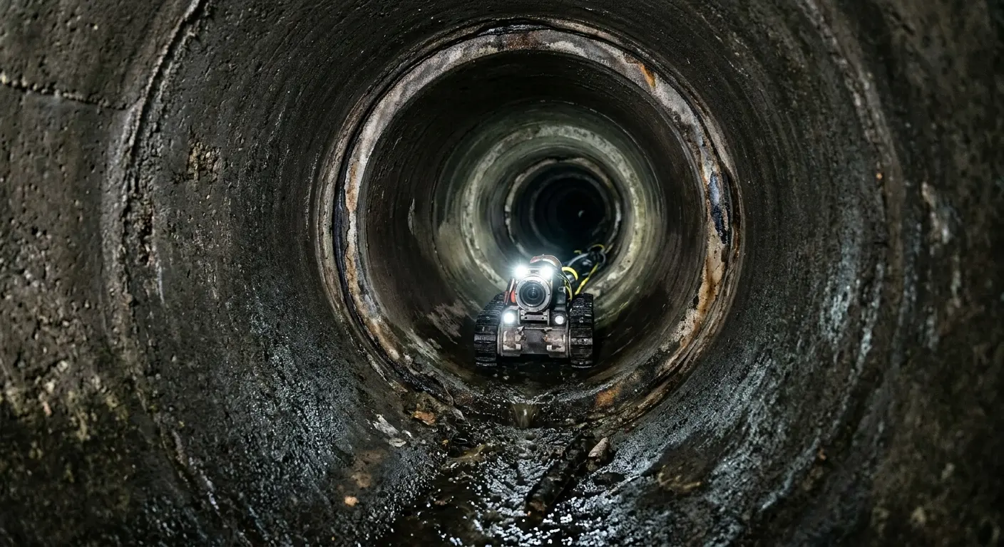 Robotic sewer camera inspecting pipe interior for Drain Snake Service in Antioch